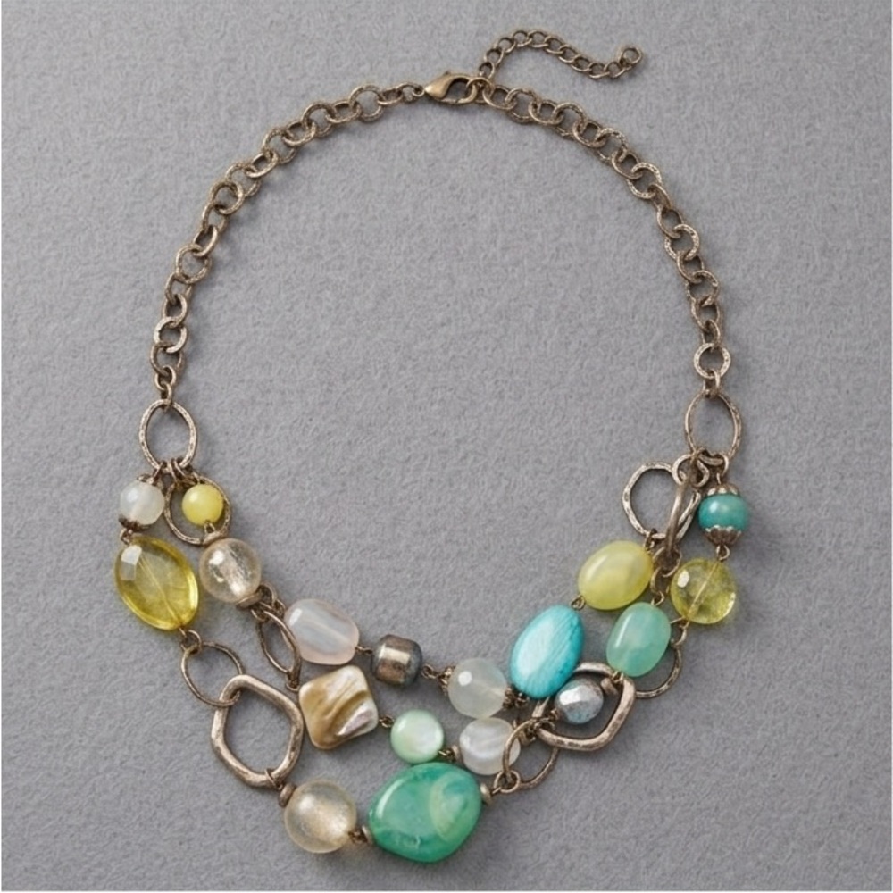 NWT NEW Ruby Rd. Boho Multi-Strand Statement Necklace | Turquoise & Citrine